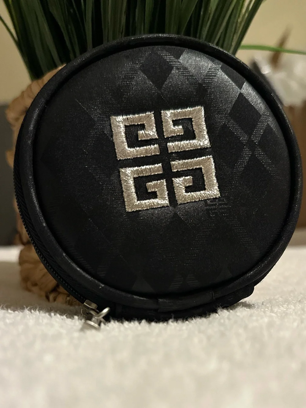 Givenchy Black Round Travel Organizer Removable Mini Zip Pouch 4G Logo